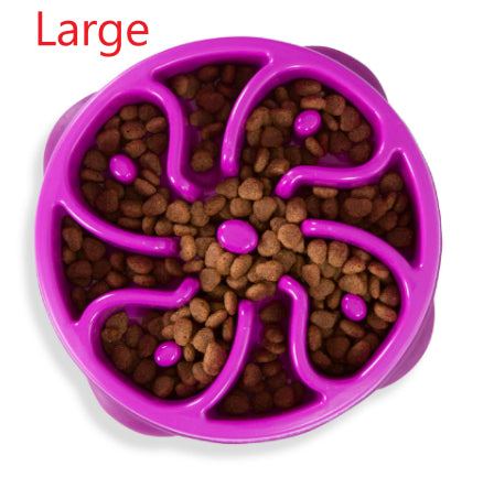 Household Dog Puzzle Anti-choking Slow-feeding Bowl - Rose Red Flower-Large