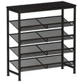 5 Tier Wood Top Shoe Rack - Black