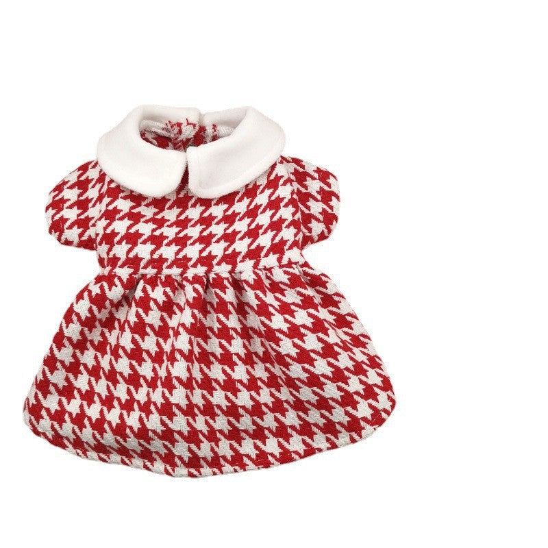 Trendy Warm Pet Clothes for Dogs and Cats - Wool Coat - Red Houndstooth-M-Set1