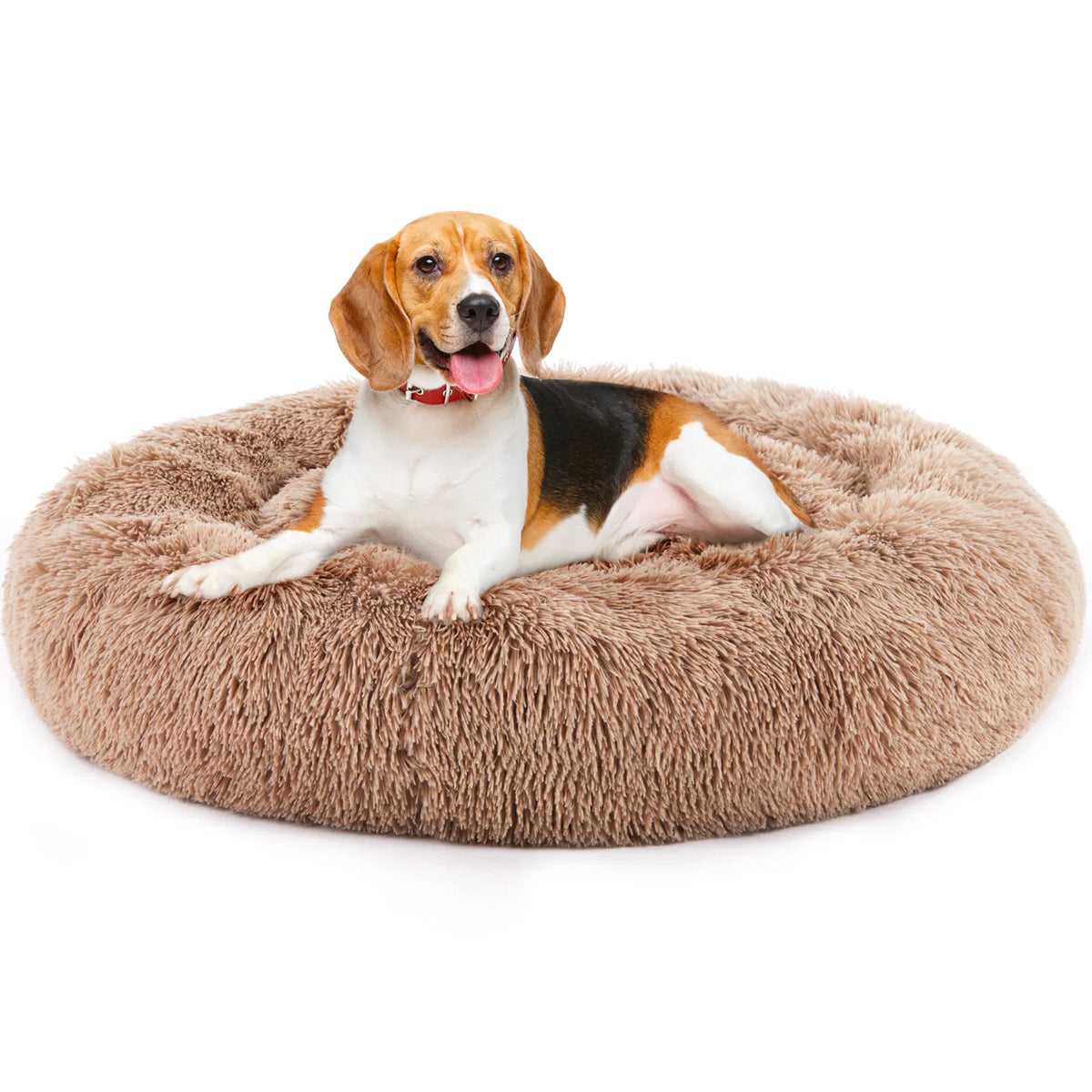 24 Inch Anti-Slip Round Fluffy Plush Faux Fur Cat Bed