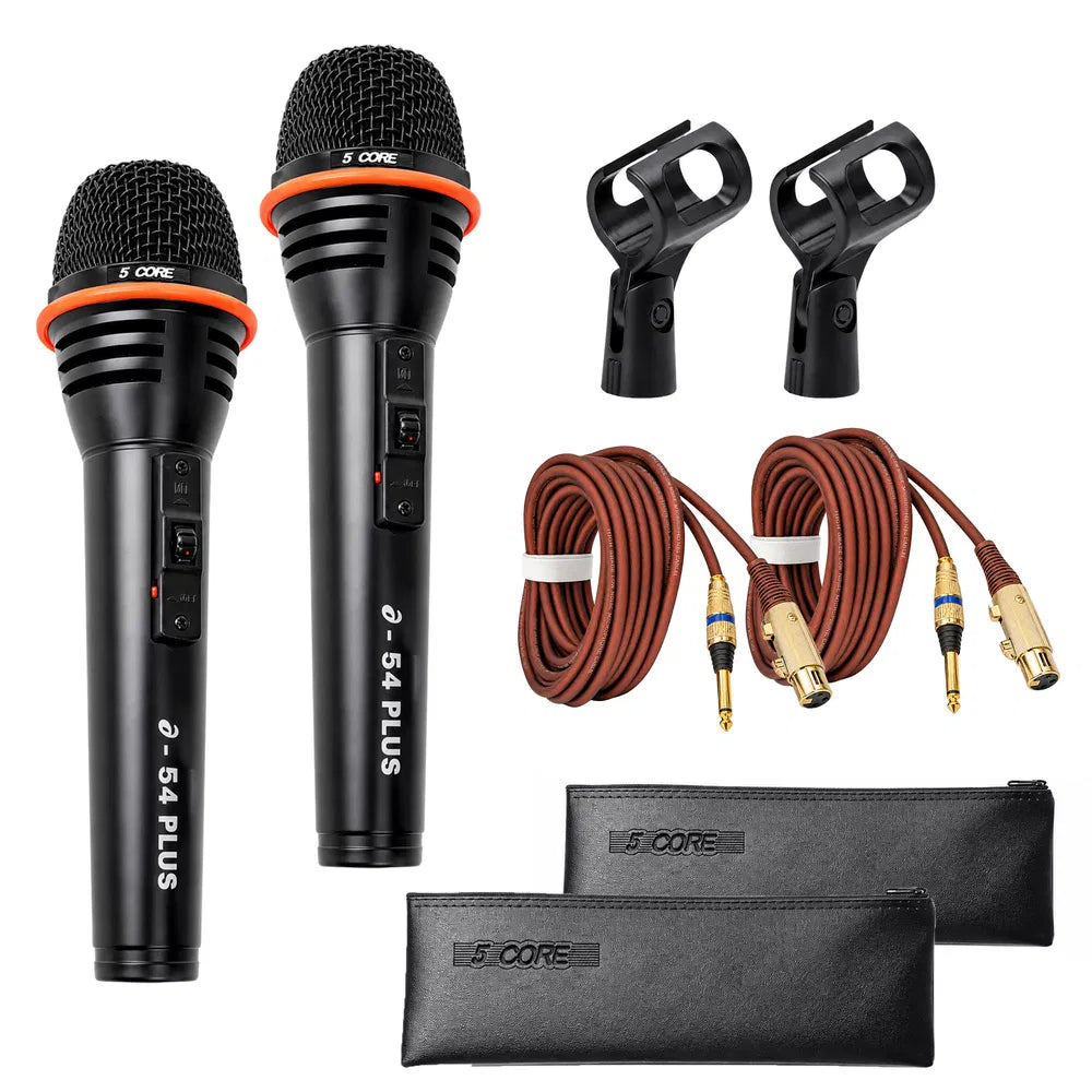 5Core Dynamic Handheld Microphone with XLR Cable - 2 Pieces