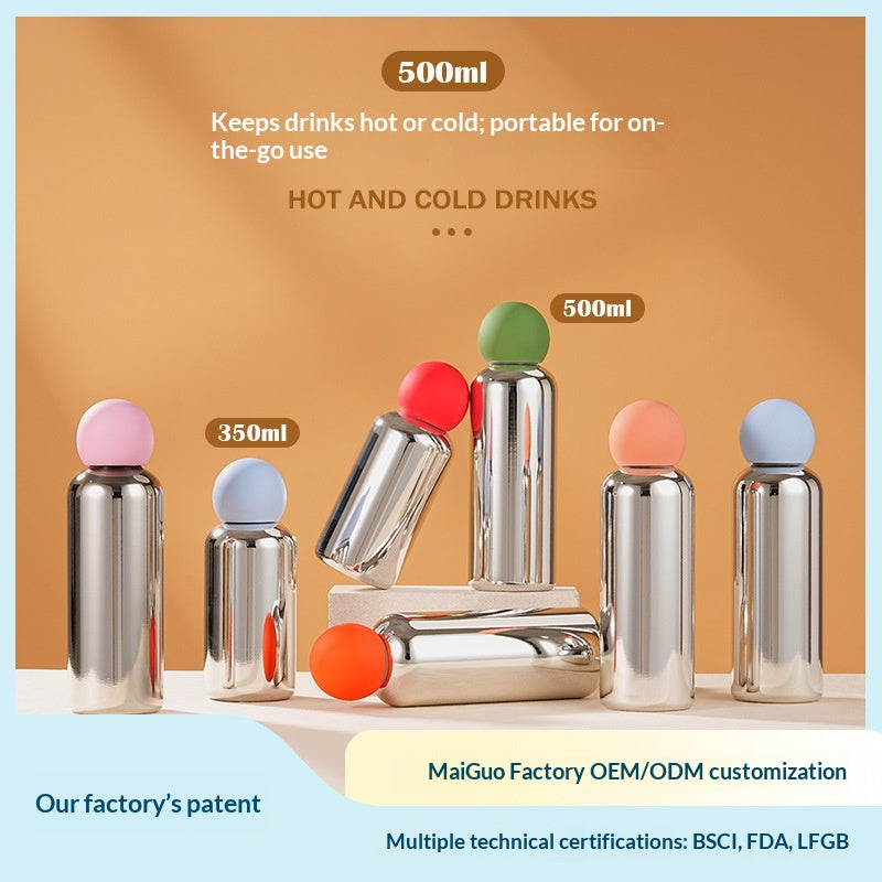 Electroplated Silver Stainless Steel Vacuum Insulated Bottle