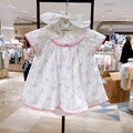 Girls' Flutter-Sleeve Summer Dress with Headband - White-31.5 in