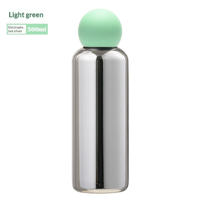 Electroplated Silver Stainless Steel Vacuum Insulated Bottle - Light Green-500ML