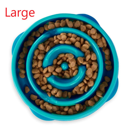 Household Dog Puzzle Anti-choking Slow-feeding Bowl - Blue Water Drop-Large