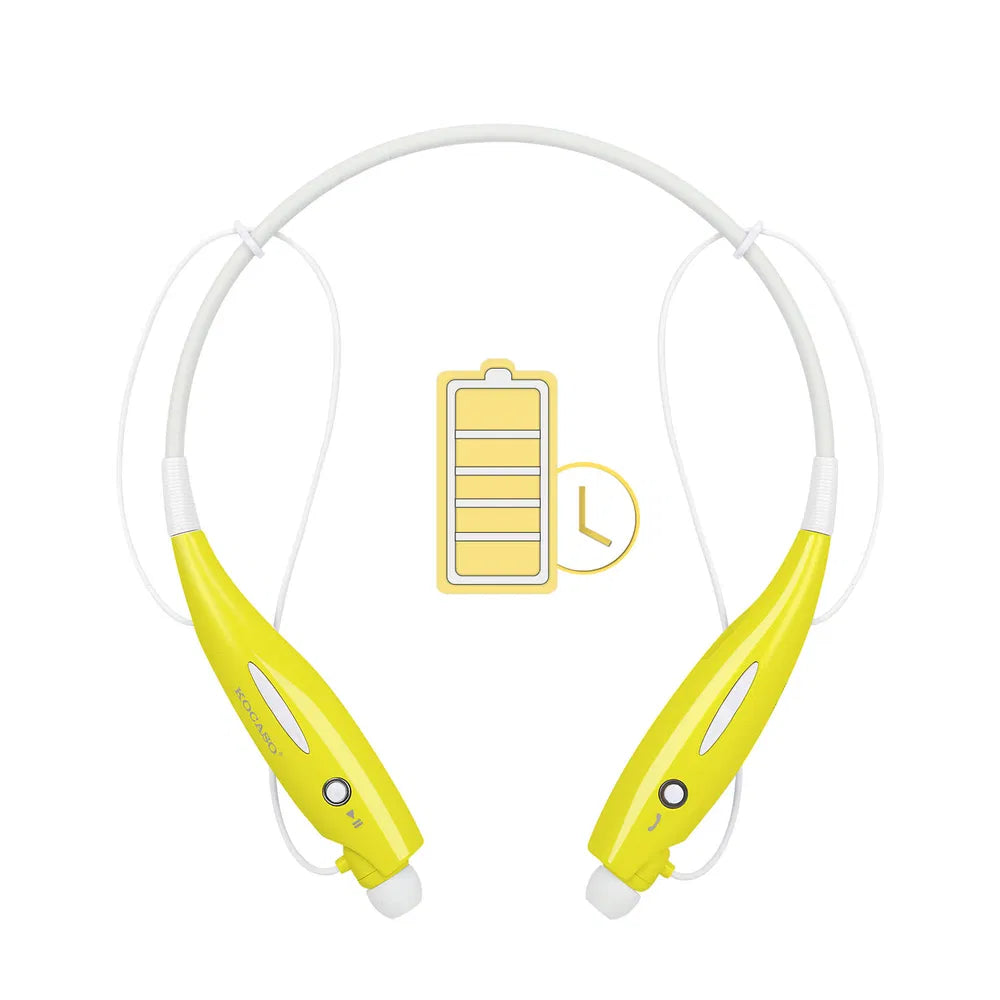 Wireless Sports Stereo Bluetooth Neckband Headset - Yellow