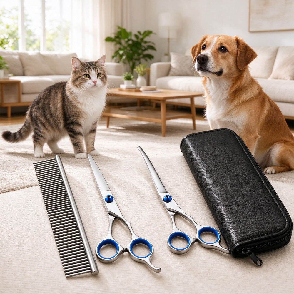 Pet Grooming Scissors Kit - 4-in-1 Professional Set