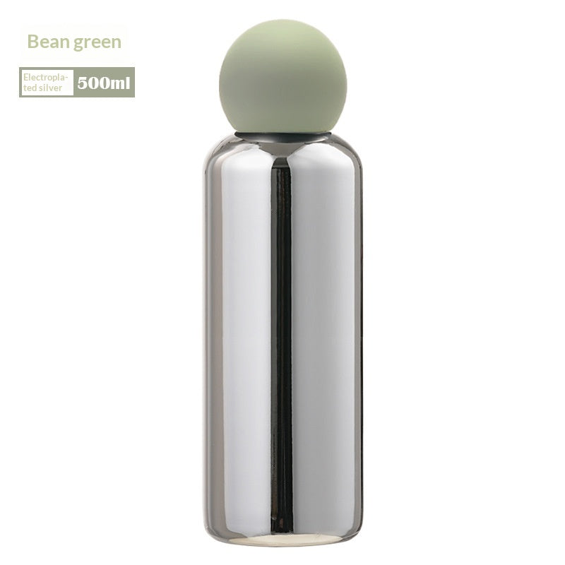 Electroplated Silver Stainless Steel Vacuum Insulated Bottle - Bean Green-500ML