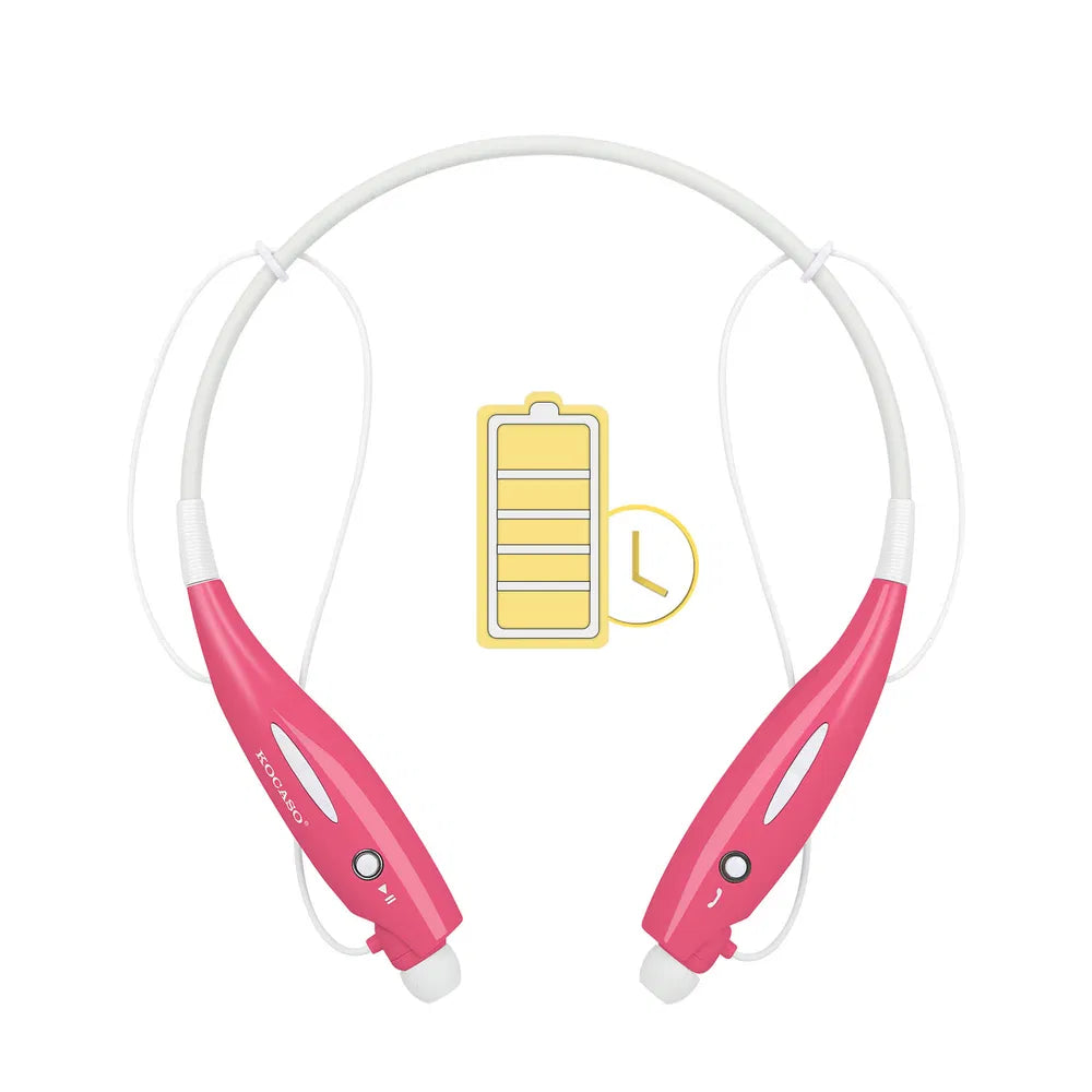Wireless Sports Stereo Bluetooth Neckband Headset - Hot Pink