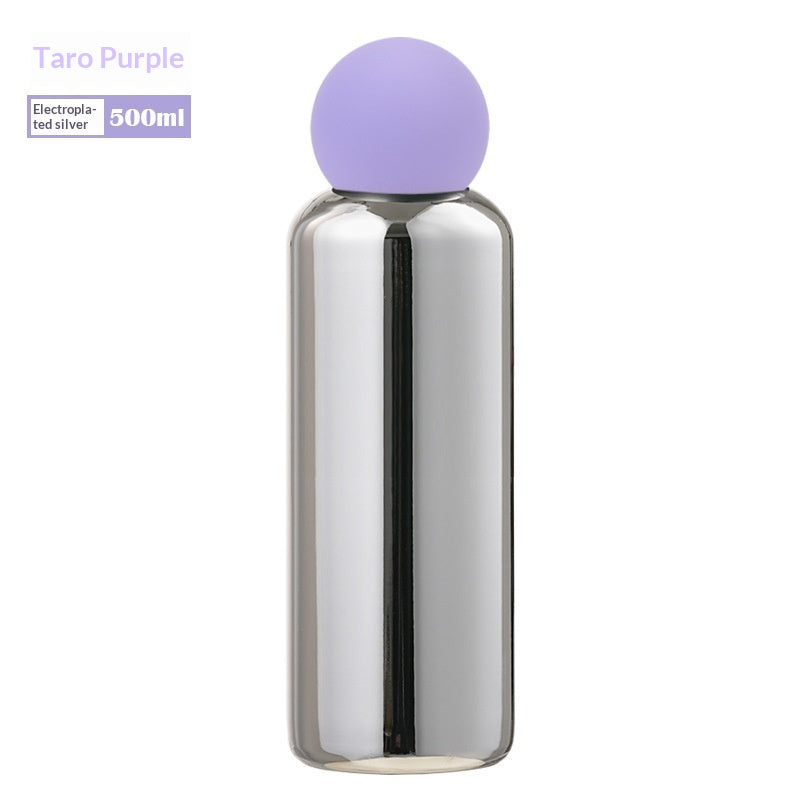Electroplated Silver Stainless Steel Vacuum Insulated Bottle - Taro Purple-500ML