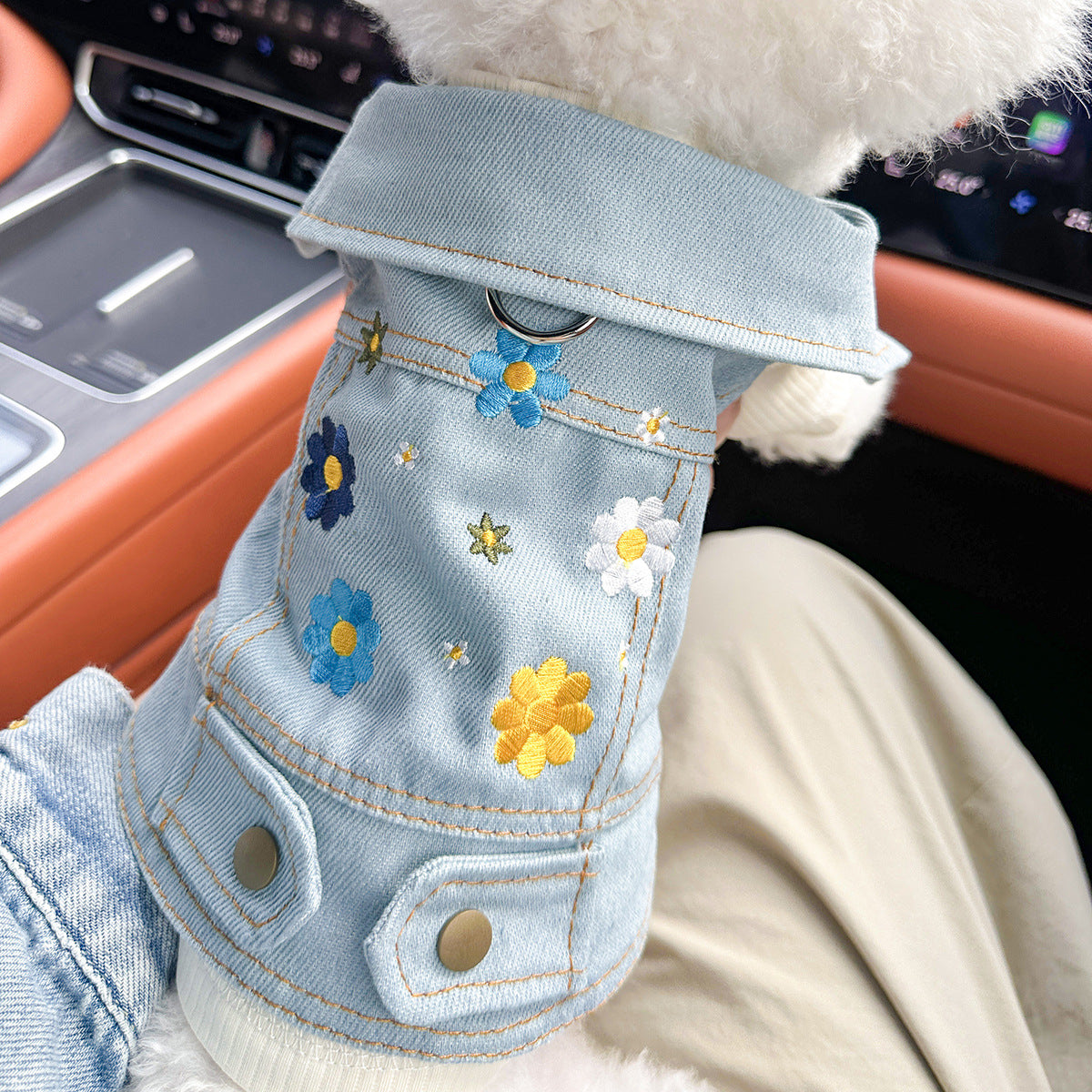 Dog and Cat Denim Jacket - Stylish Pet Outfit - Sunshine Daisy-XS