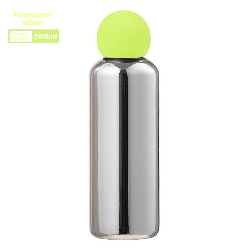 Electroplated Silver Stainless Steel Vacuum Insulated Bottle - Fluorescent Yellow-500ML