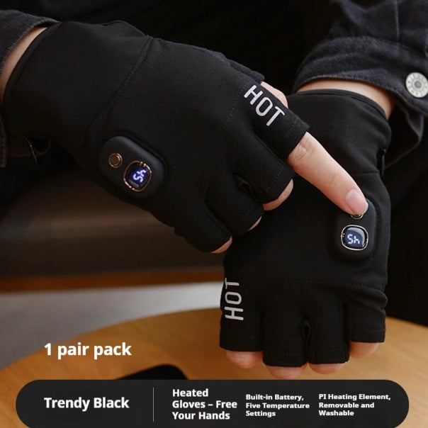 Heated Gloves With USB Charging - Black-4000mAh