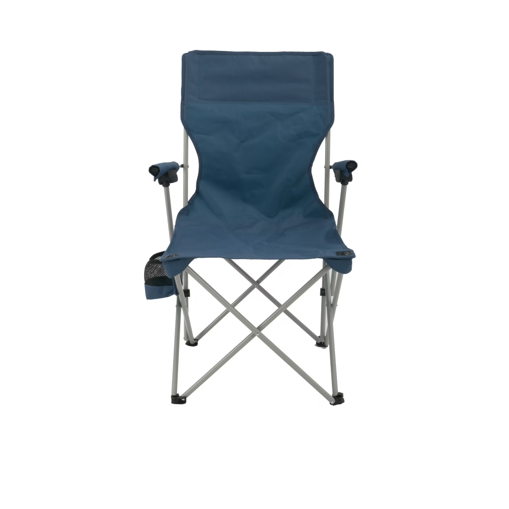 Hard Arm Camping Chair With Durable Polyester Seat And Steel Frame, Portable Cup Holder