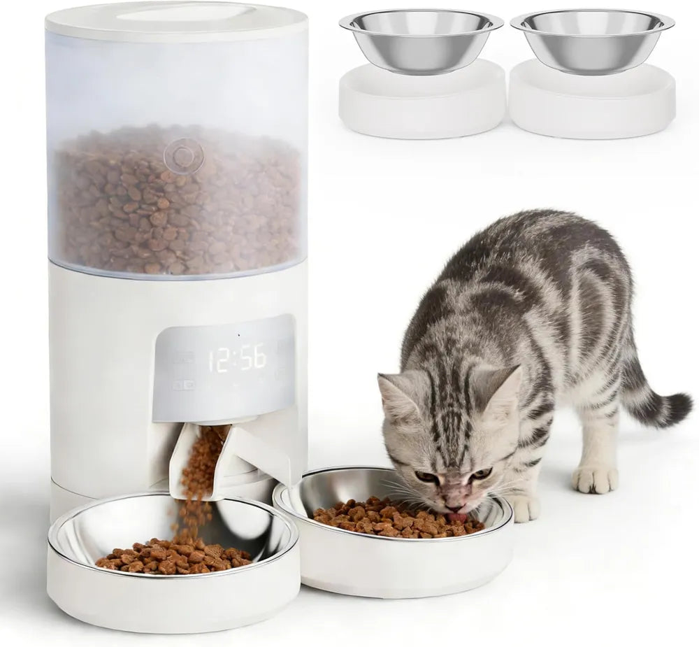 6L Automatic Cat Feeder for 2 Cats - white