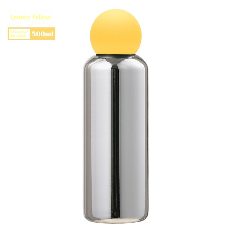 Electroplated Silver Stainless Steel Vacuum Insulated Bottle - Lemon Yellow-500ML