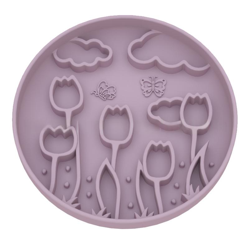 Tulip Slow-Feeding Silicone Lick Mat with Suction Cup for Pets - Taro Purple