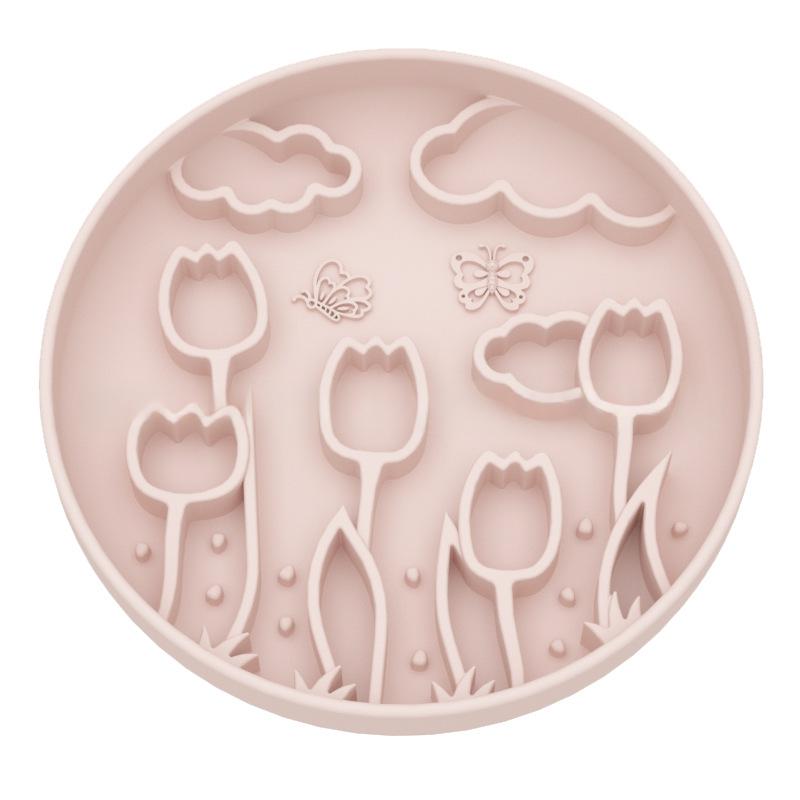 Tulip Slow-Feeding Silicone Lick Mat with Suction Cup for Pets - Champagne Pink
