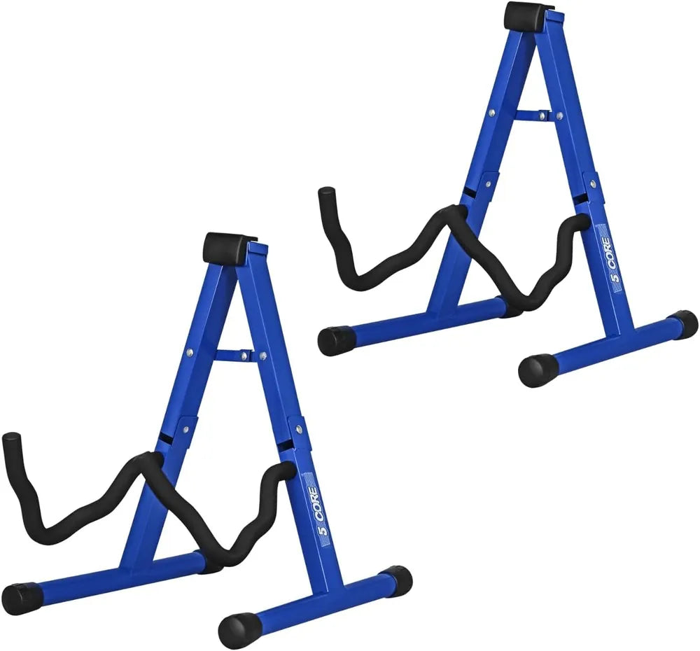 5 Core Guitar Stand 2-Pack A-Frame with Soft Foam Arm - Blue