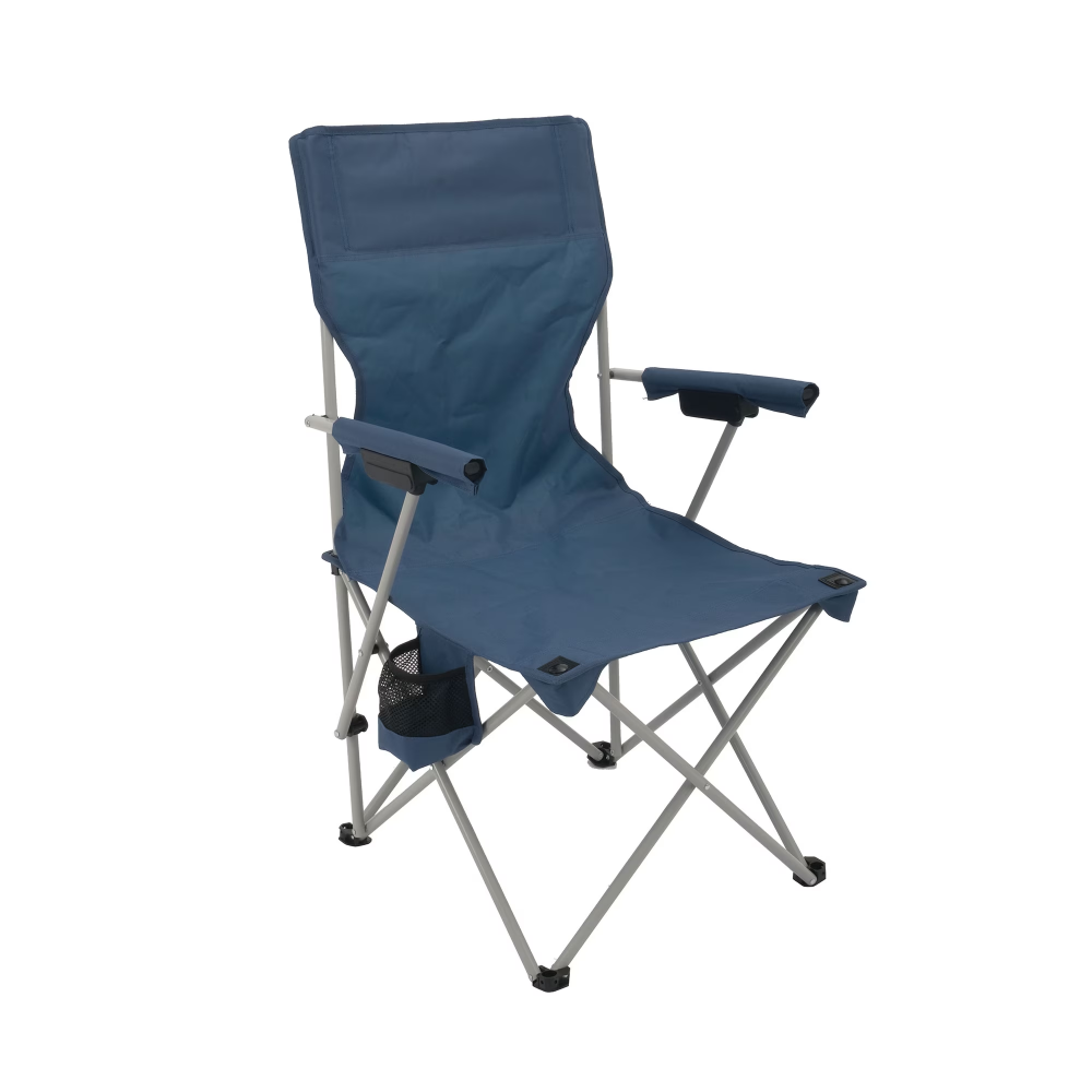 Hard Arm Camping Chair With Durable Polyester Seat And Steel Frame, Portable Cup Holder