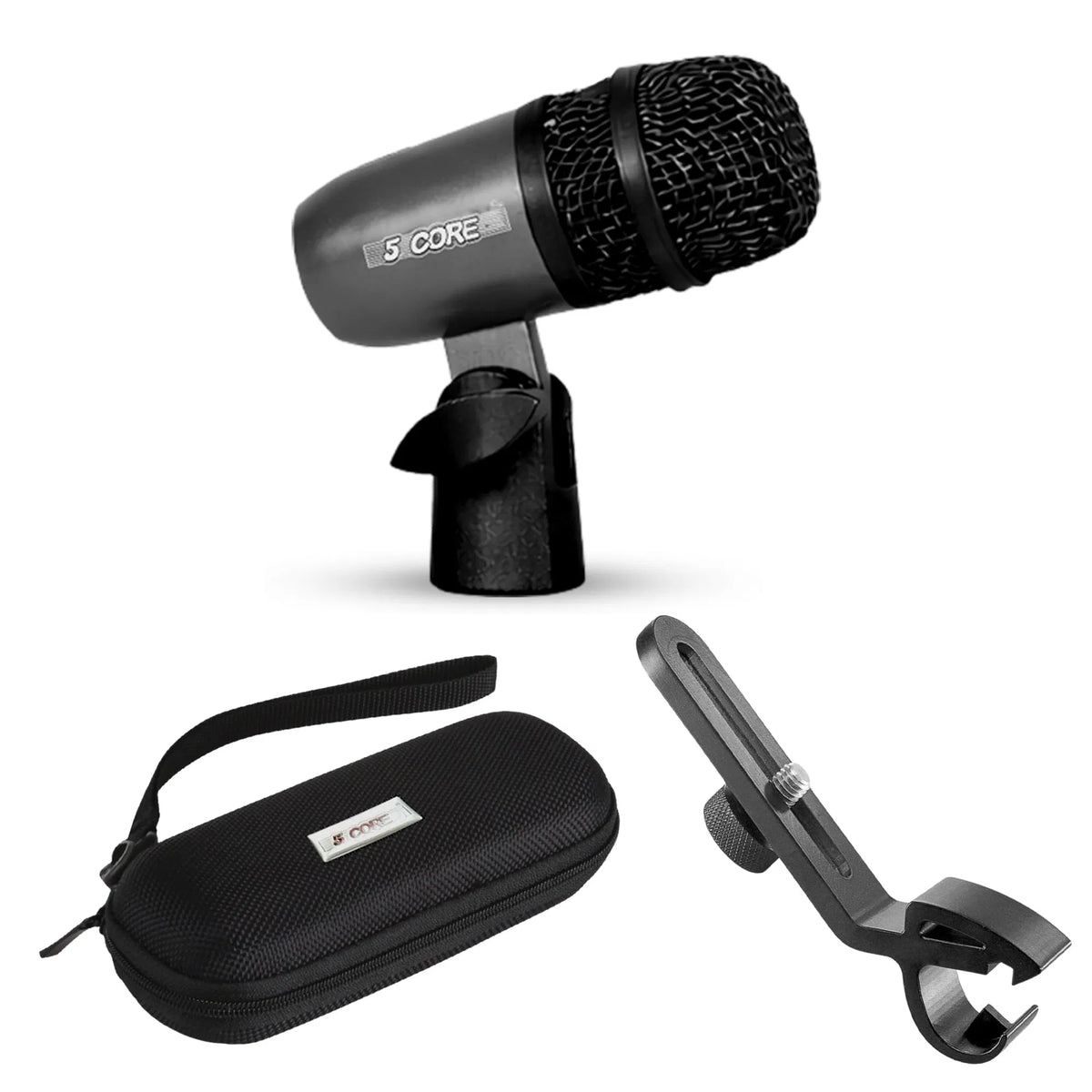 5Core Snare Mic XLR Cardioid Tom Drum Kick Instrument Microphone BLACK