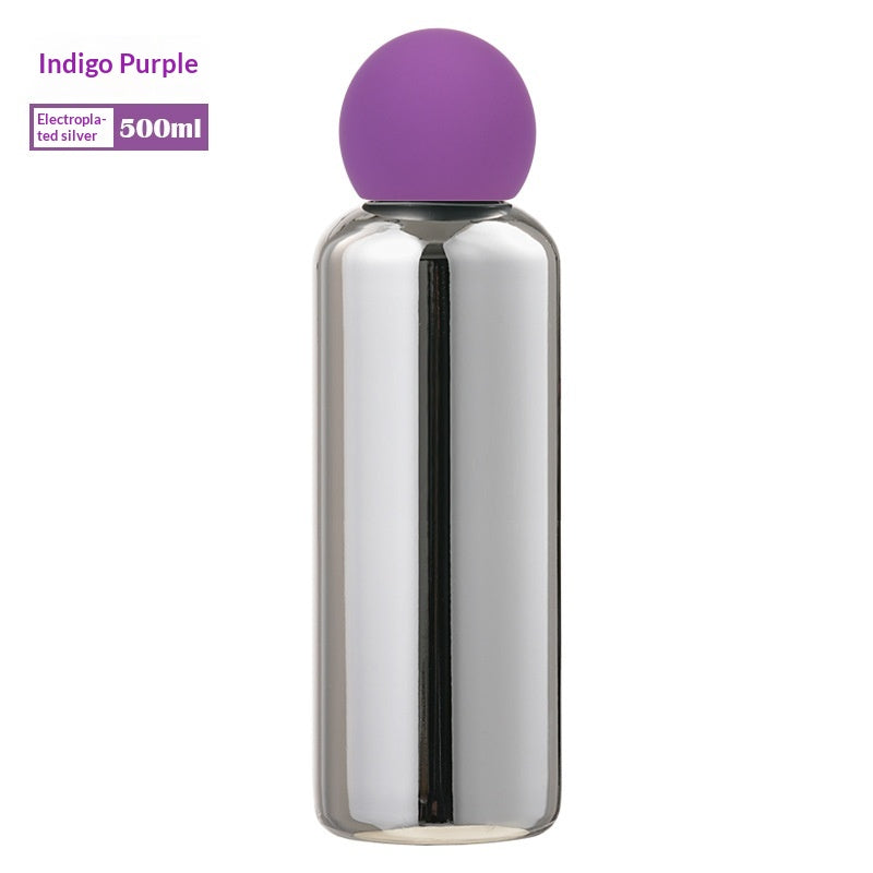 Electroplated Silver Stainless Steel Vacuum Insulated Bottle - Purple-500ML