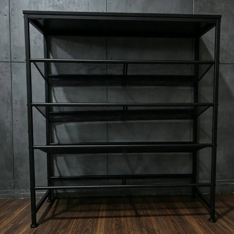 5 Tier Wood Top Shoe Rack