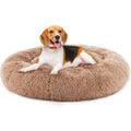 24 Inch Anti-Slip Round Fluffy Plush Faux Fur Cat Bed - Brown/L