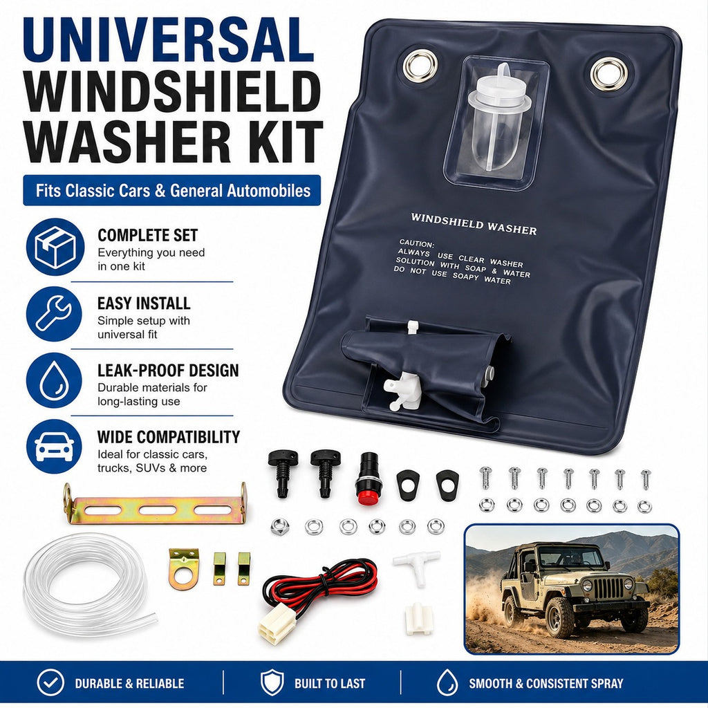 Universal Classic Car Windshield Washer Bag Kit 12V Complete Accessories - Default Title
