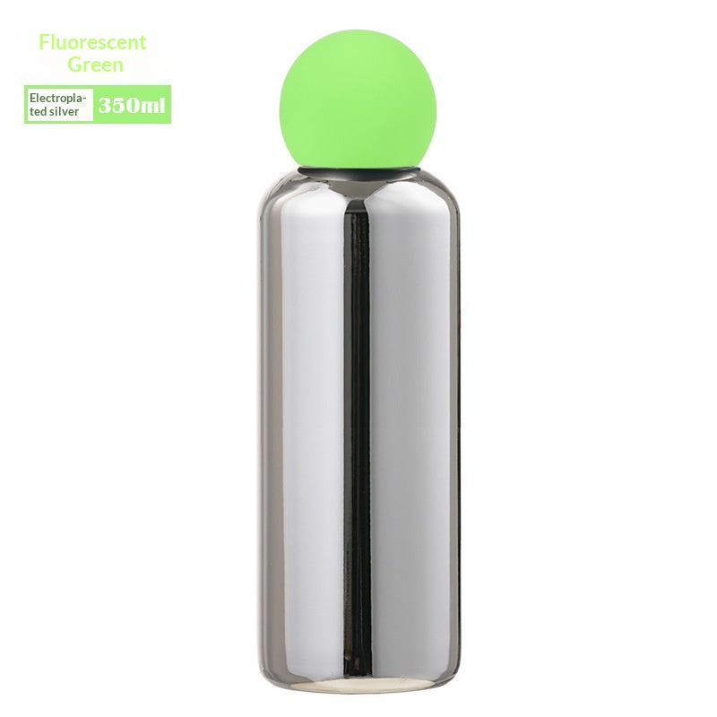 Electroplated Silver Stainless Steel Vacuum Insulated Bottle - Fluorescent Green-500ML