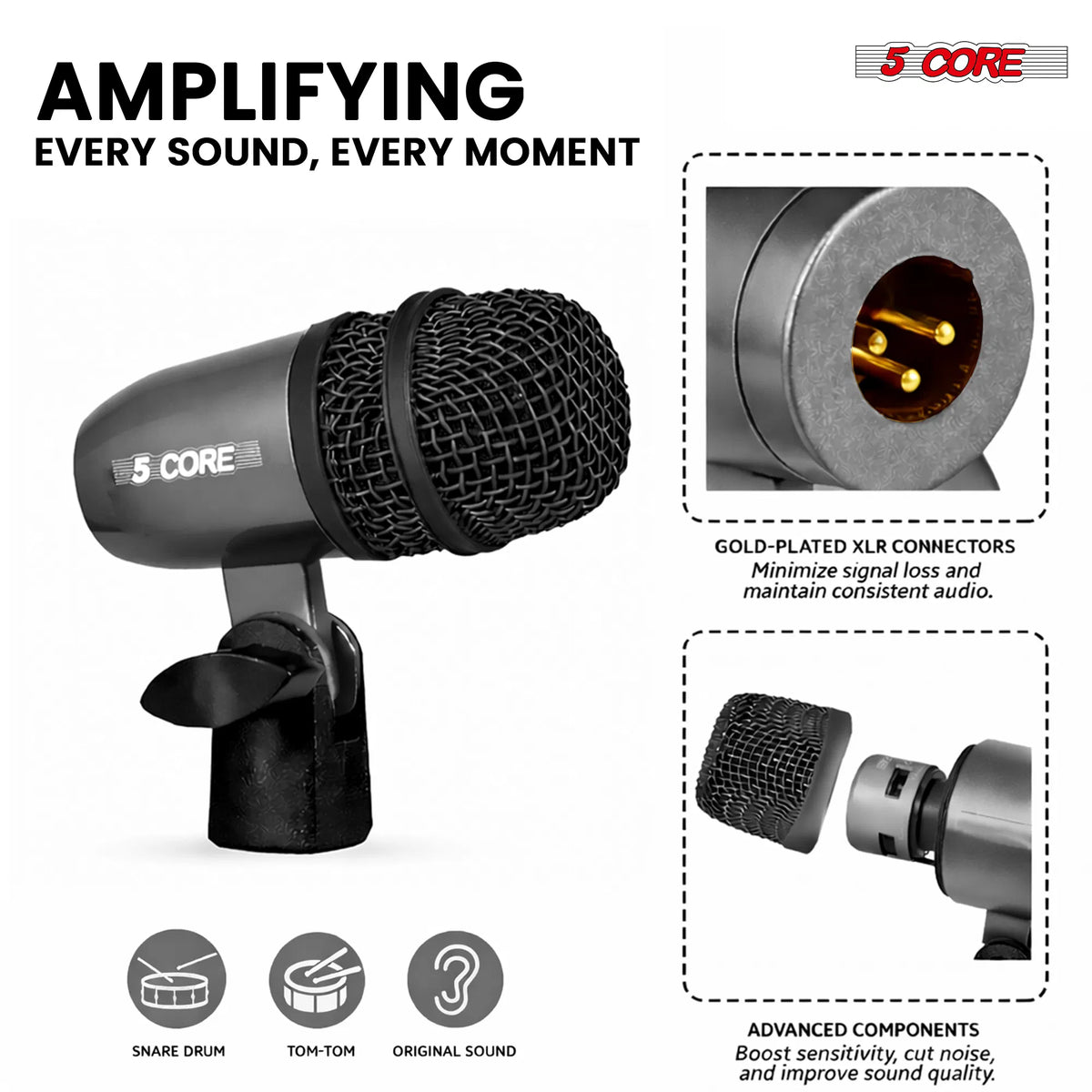 5Core Snare Mic XLR Cardioid Dynamic Microphone