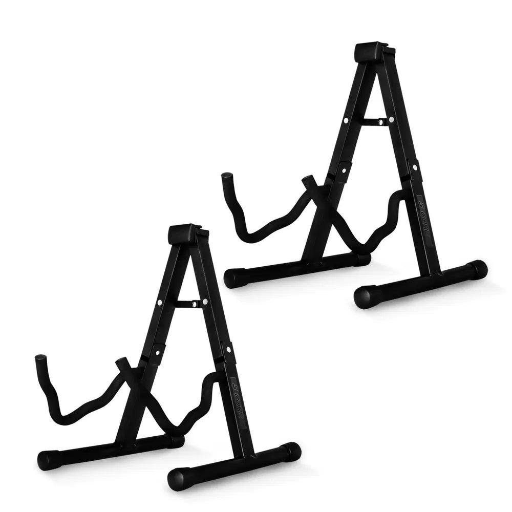 5 Core Guitar Stand 2-Pack A-Frame with Soft Foam Arm - Black