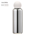 Electroplated Silver Stainless Steel Vacuum Insulated Bottle - Ivory White-500ML