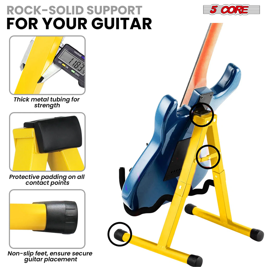 5 Core Guitar Stand 2-Pack A-Frame with Soft Foam Arm