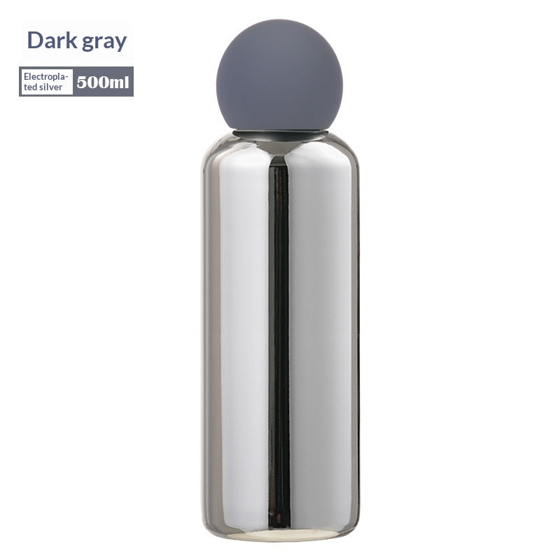 Electroplated Silver Stainless Steel Vacuum Insulated Bottle - Dark Gray-500ML