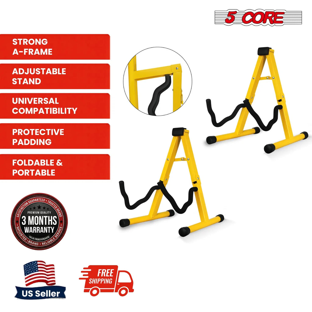 5 Core Guitar Stand 2-Pack A-Frame with Soft Foam Arm