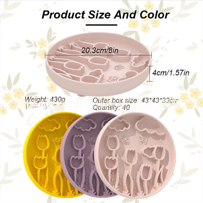 Tulip Slow-Feeding Silicone Lick Mat with Suction Cup for Pets