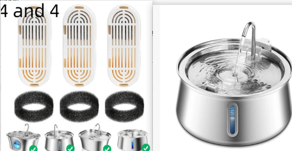 4L Water Drop Large Capacity Pet Stainless Steel Dispenser - Set1-AU