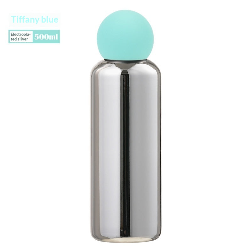 Electroplated Silver Stainless Steel Vacuum Insulated Bottle - Tiffany Blue-500ML