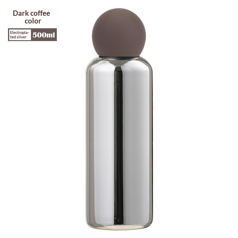 Electroplated Silver Stainless Steel Vacuum Insulated Bottle - Dark Coffee Color-500ML