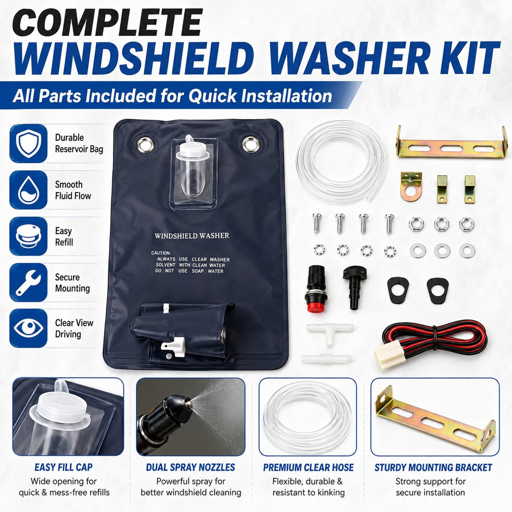 Universal Classic Car Windshield Washer Bag Kit Complete Accessories