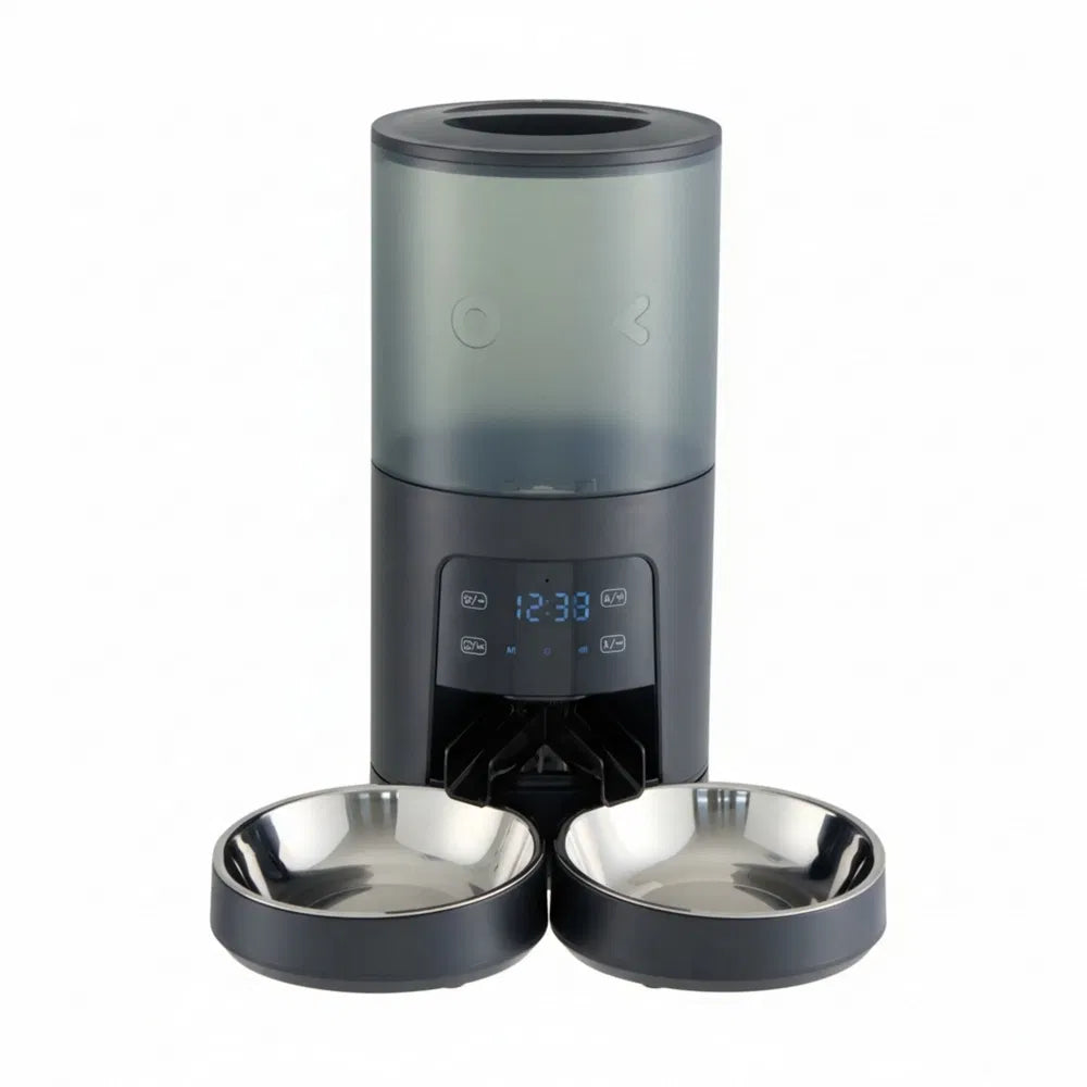 6L Automatic Cat Feeder for 2 Cats - black
