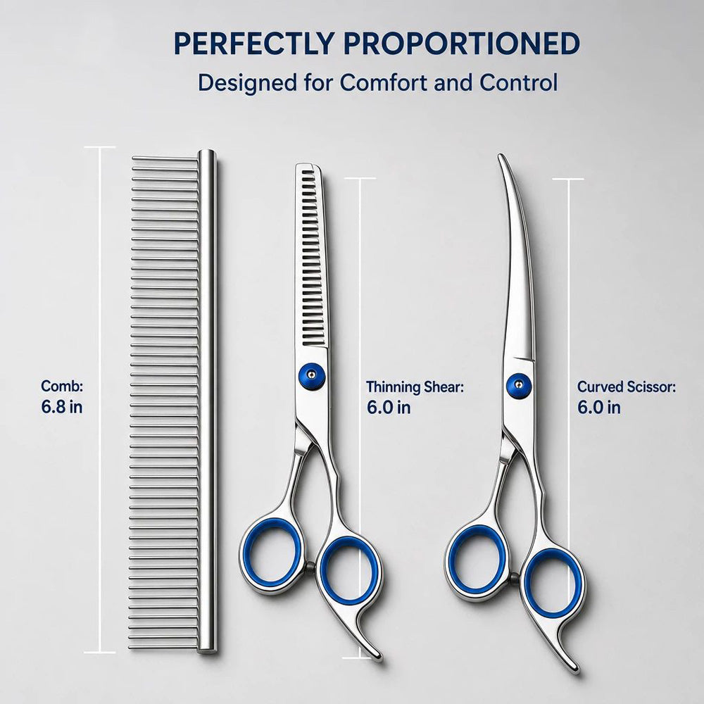 Pet Grooming Scissors Kit - 4-in-1 Professional Set