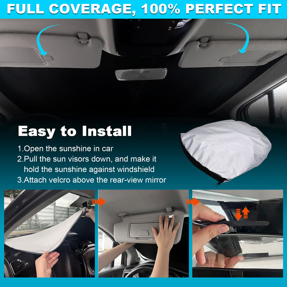 Honda Accord 2018-2022 Windshield Sun Shade, Foldable Visor Cover