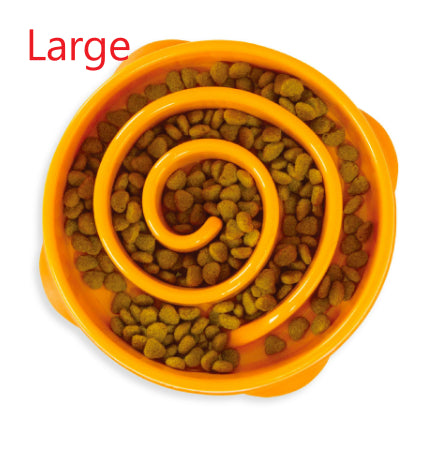 Household Dog Puzzle Anti-choking Slow-feeding Bowl - Orange Coral-Large