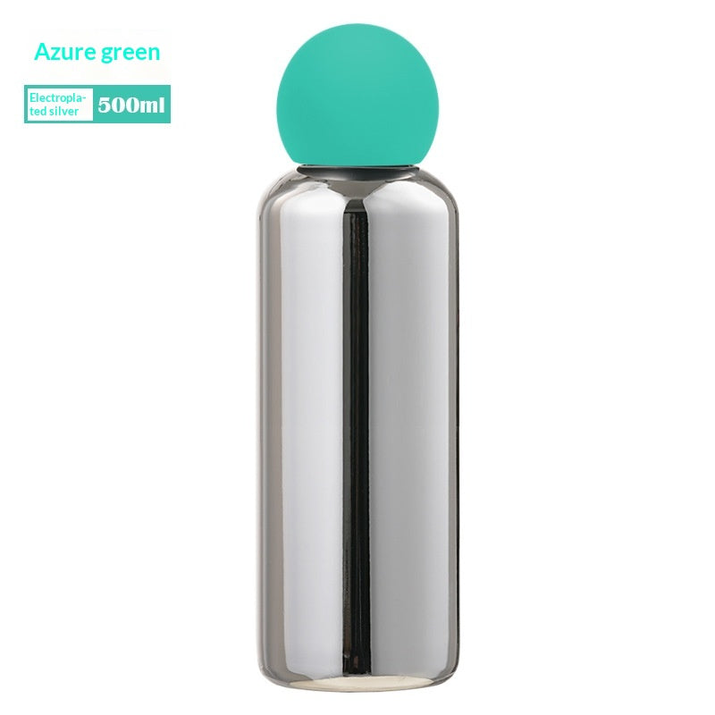Electroplated Silver Stainless Steel Vacuum Insulated Bottle - Green Blue-500ML
