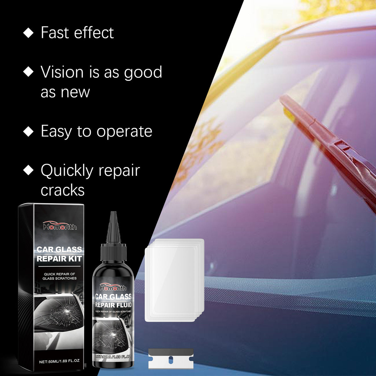 Homonth Car Windshield Glass Nano Repair Fluid