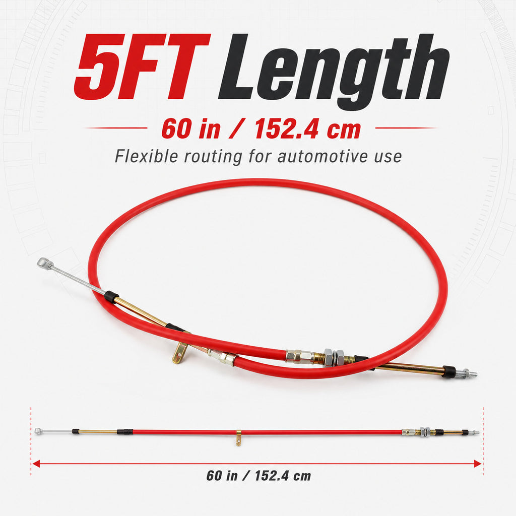 5FT Race Shifter Cable Gear Selector Fits Most B&M Shifters AF72-1002 - Default Title