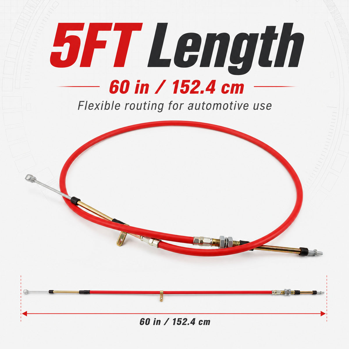 5FT Race Shifter Cable Gear Selector Fits Most B&M Shifters AF72-1002 - Default Title