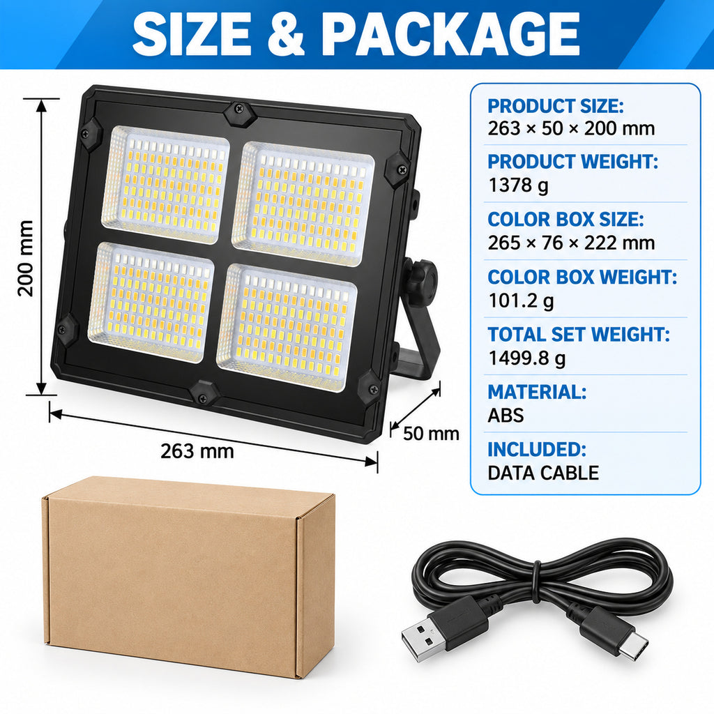 Solar Powered Rechargeable LED Flood Light W885-2